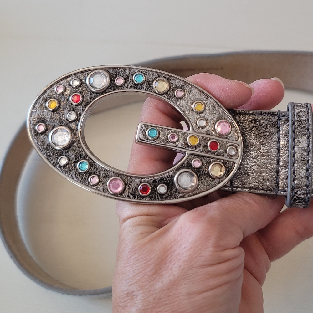 Vintage Guess Rhinestone Leather Belt - Picture 5 of 7